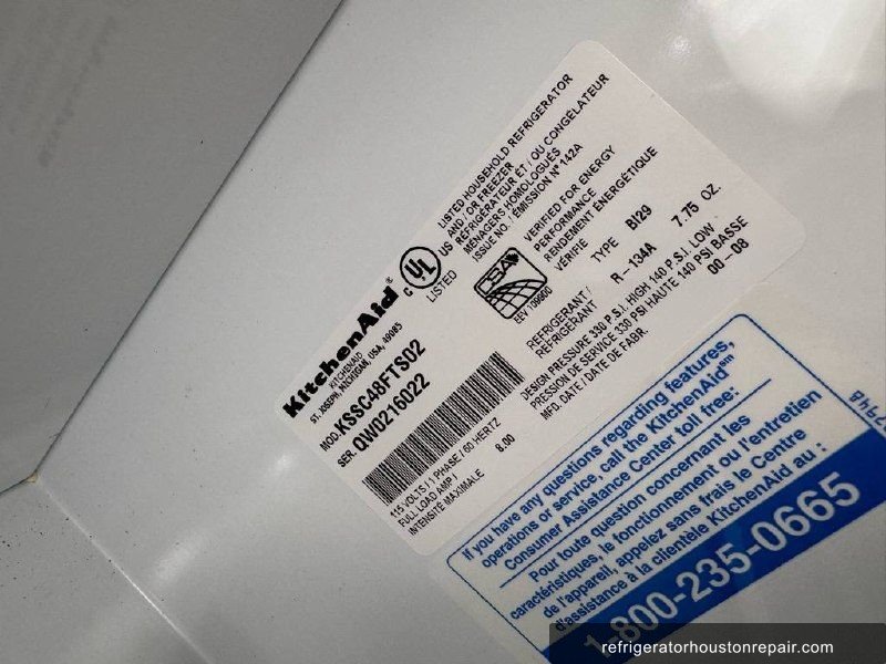 KitchenAid KSSC48FTS02 appliance label