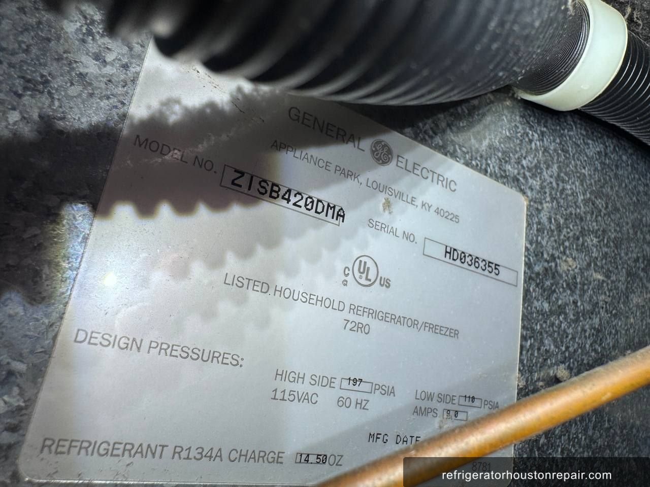 Monogram ZISB420DMA appliance label