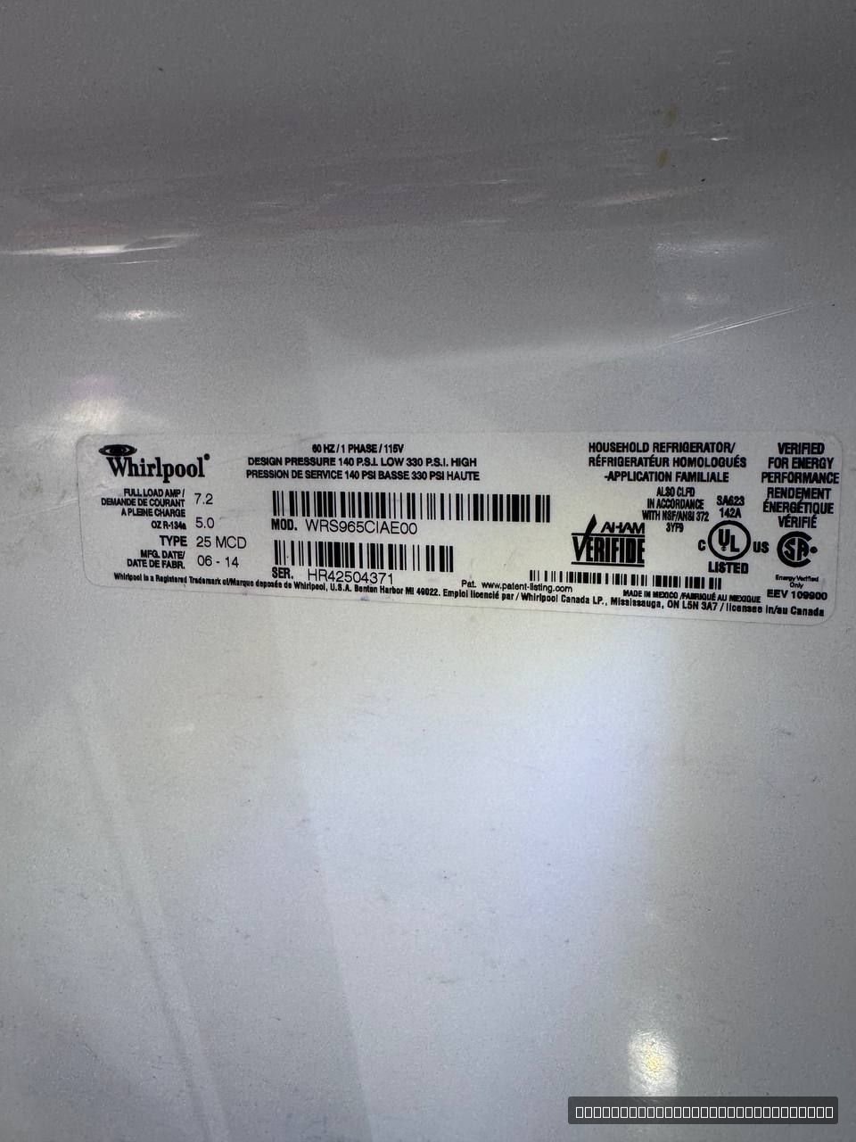 Whirlpool WRS965JCIAE00 repair in Sugar Land, TX β photo 1